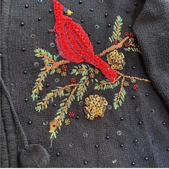VTG Y2K Holiday Christmas
Cardigan Grandma Sweater Cardinal
Sequins Maximalist - Picture 4 of 7